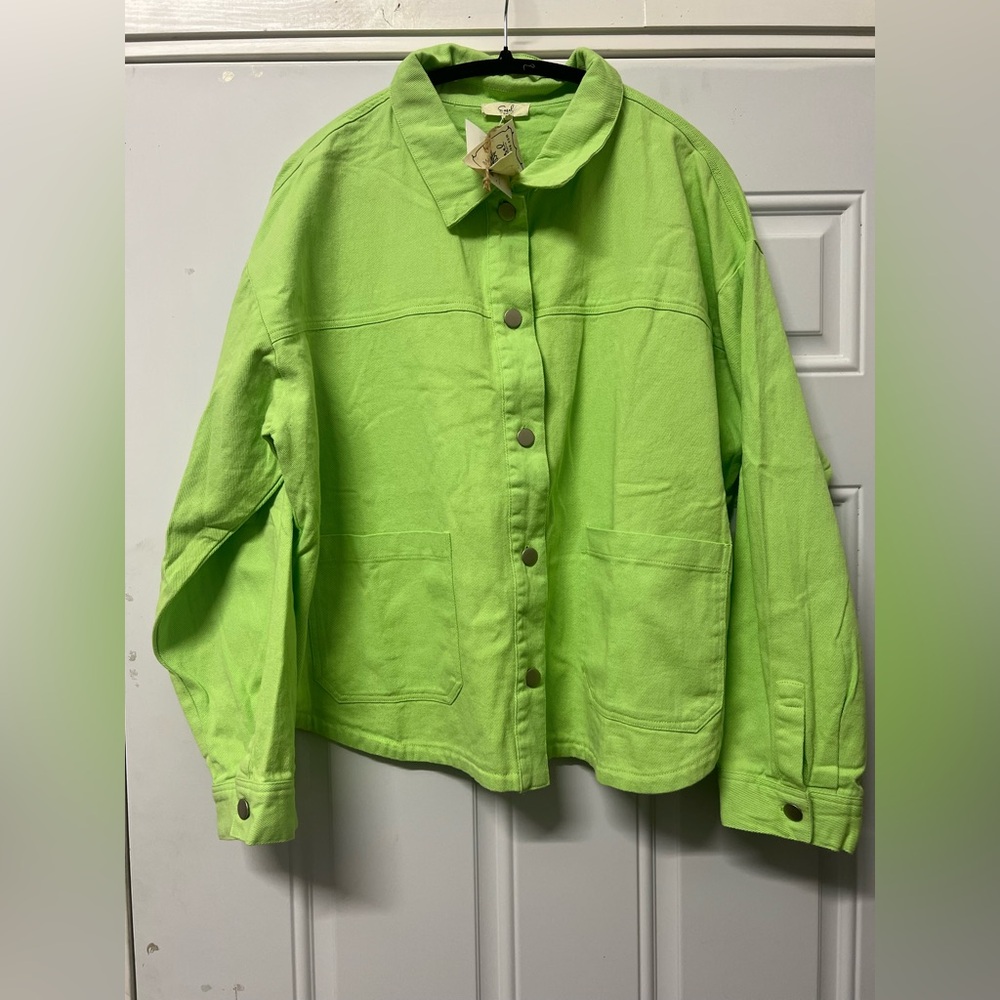 Easel Lime green large shacket - Picture 2 of 12